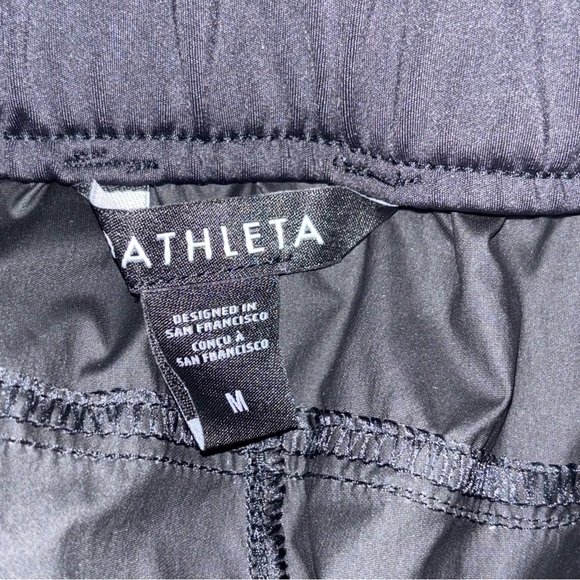 Athleta NEW Rise black nylon stretch loose fit track pants bungee hem sz Medium - Picture 8 of 11